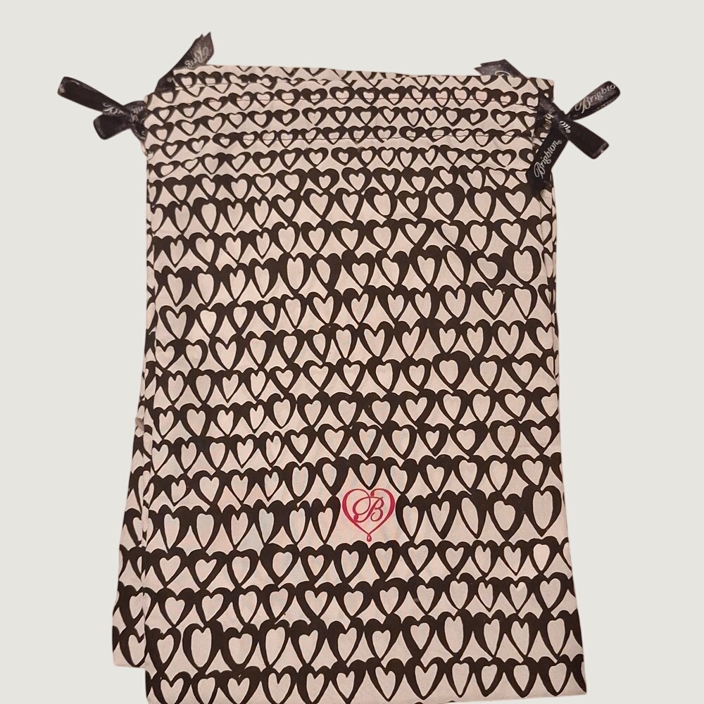 Brighton Heart Print Drawstring Dust Bags White Black Pink Logo (1)